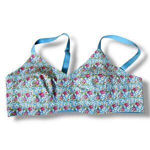 Knix x Betsey Johnson Blue Flourish Floral Thin Strapped V neck Bra size 3